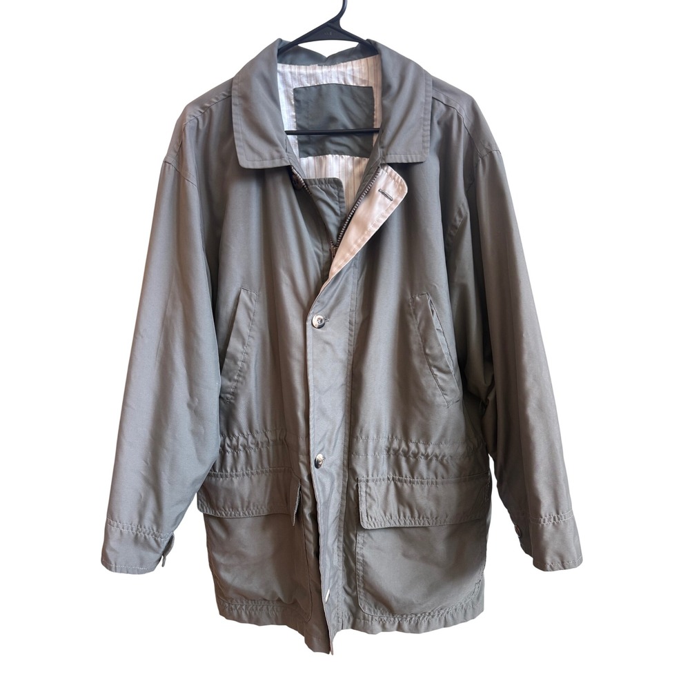 Aberdeen Collection Mens Olive Green Field Jacket Full Zip Utility Coat XL Gorp